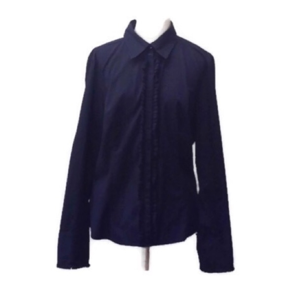 Ann Taylor Loft Ruffled Button Down Work Shirt - image 1